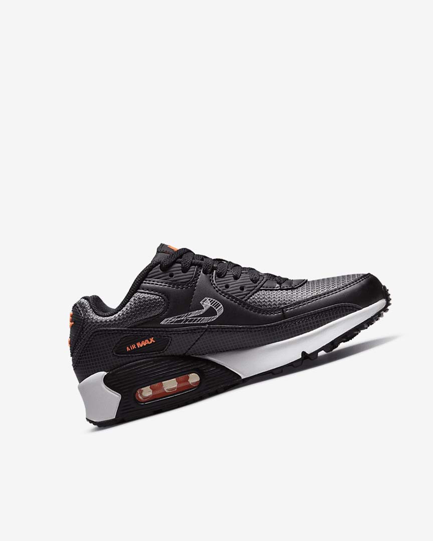 Black / Orange / Grey / White Nike Air Max 90 Girls' Casual Shoes | CA_2349