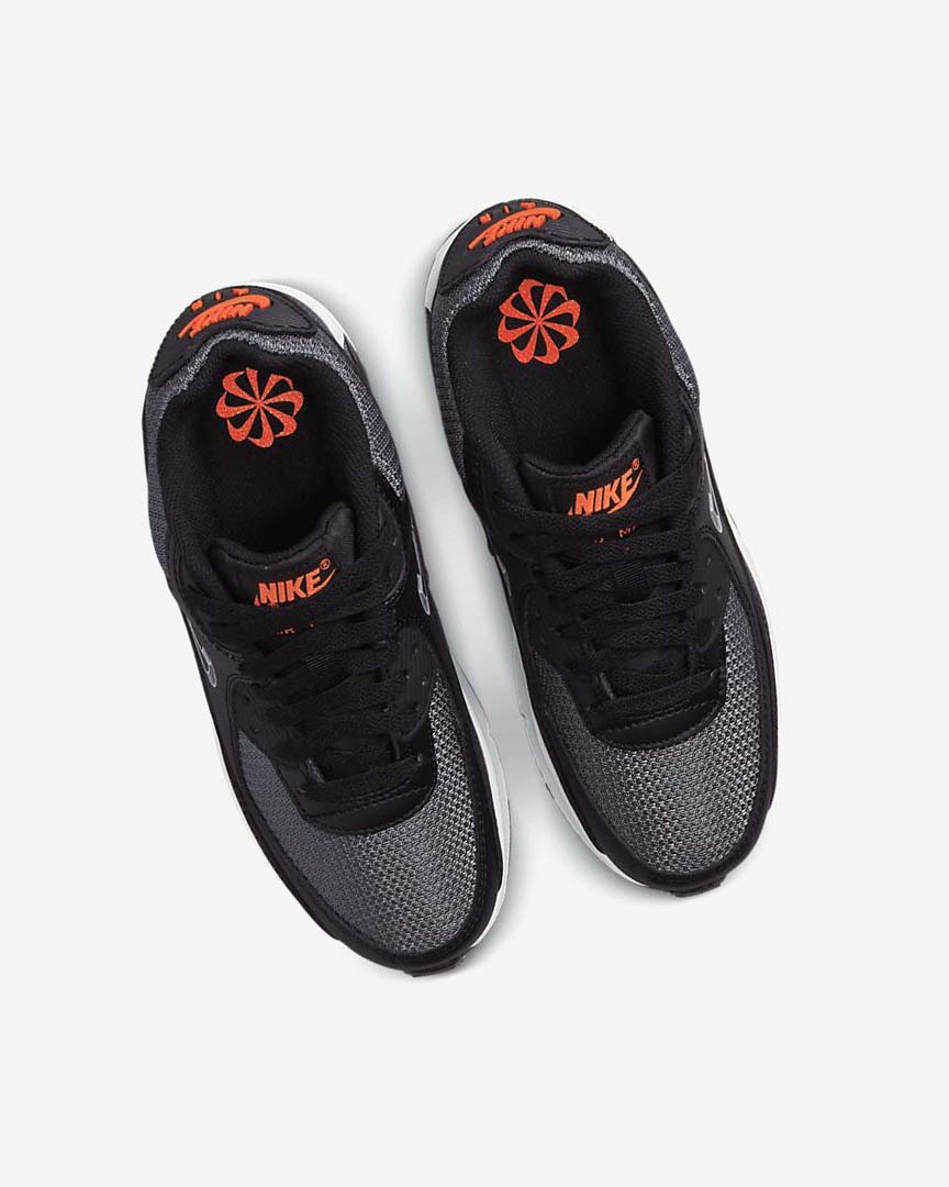 Black / Orange / Grey / White Nike Air Max 90 Girls' Casual Shoes | CA_2349