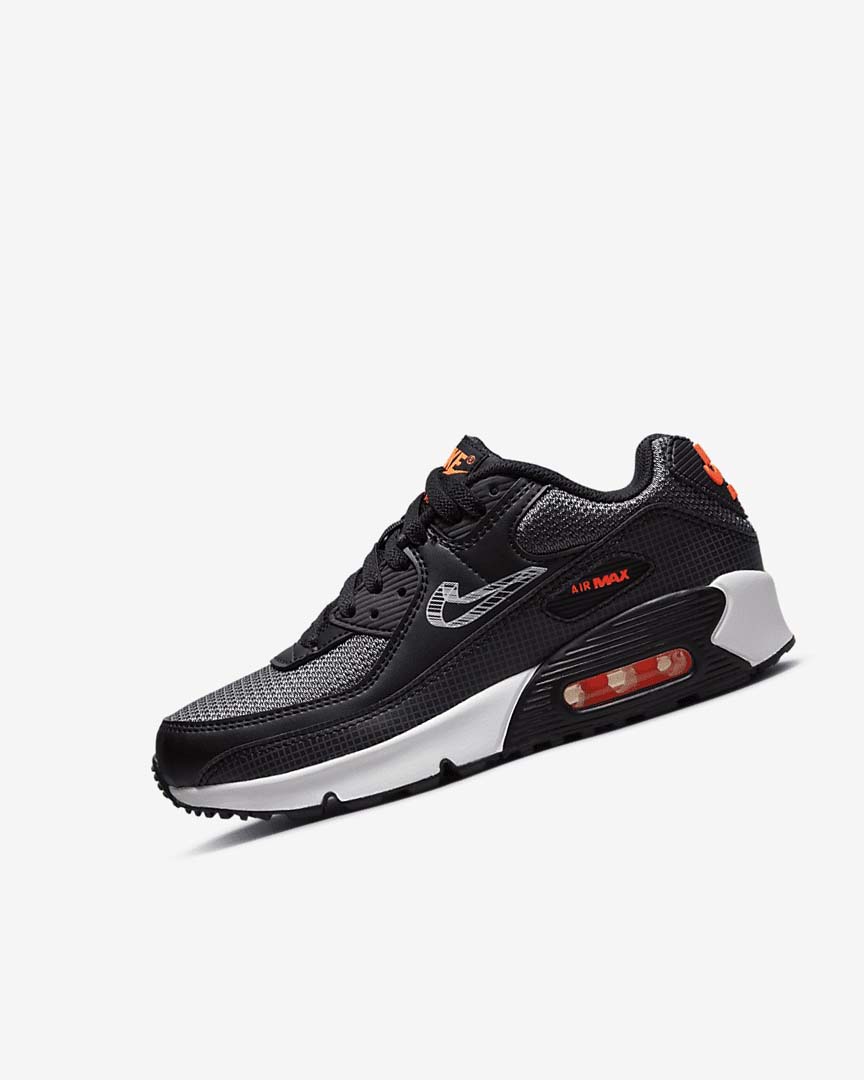 Black / Orange / Grey / White Nike Air Max 90 Girls\' Casual Shoes | CA_2349