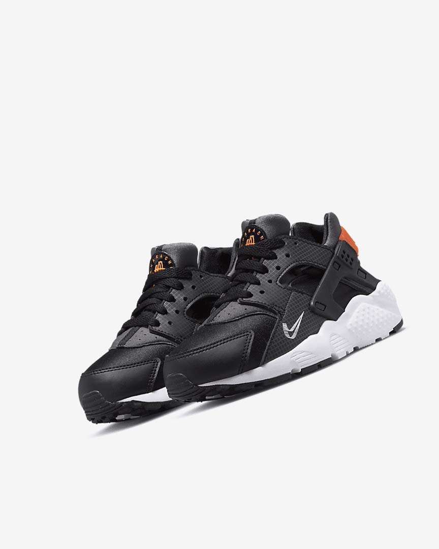 Black / Orange / Grey / White Nike Huarache Run Girls' Shoes | CA_5309