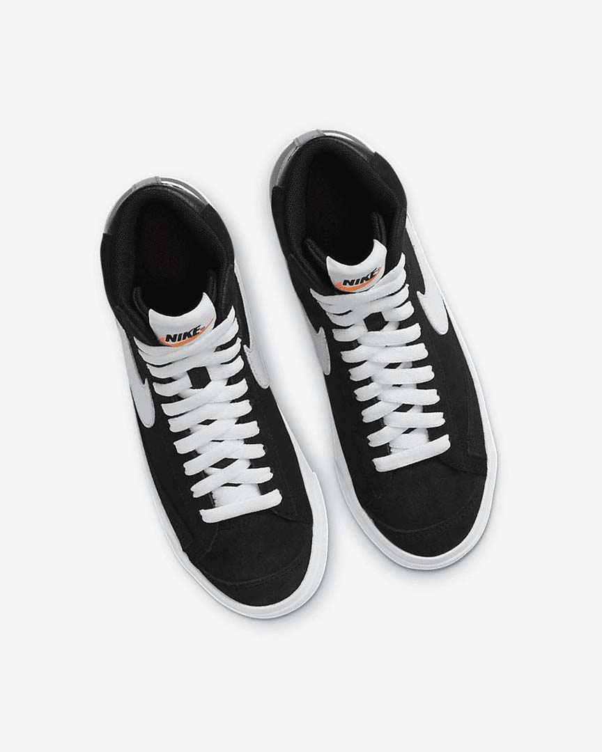 Black / Orange / White Nike Blazer Mid '77 Suede Girls' Sneakers | CA_1155