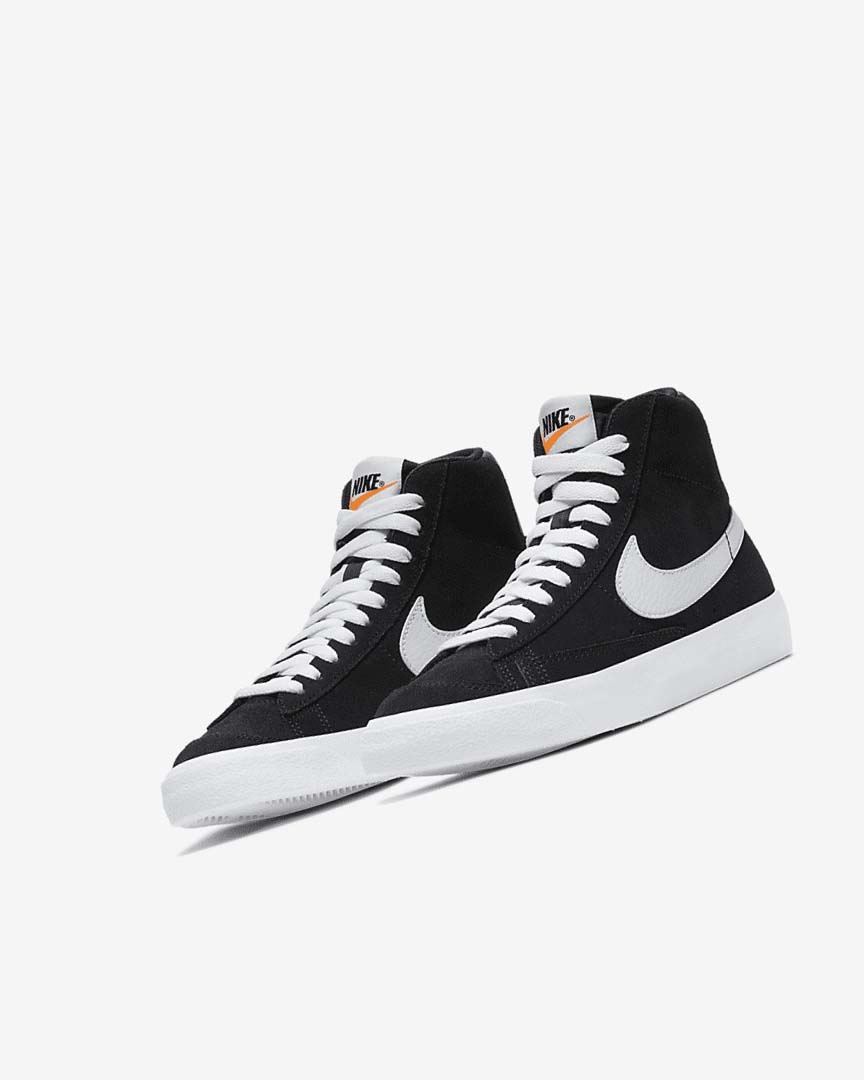 Black / Orange / White Nike Blazer Mid '77 Suede Girls' Sneakers | CA_1155