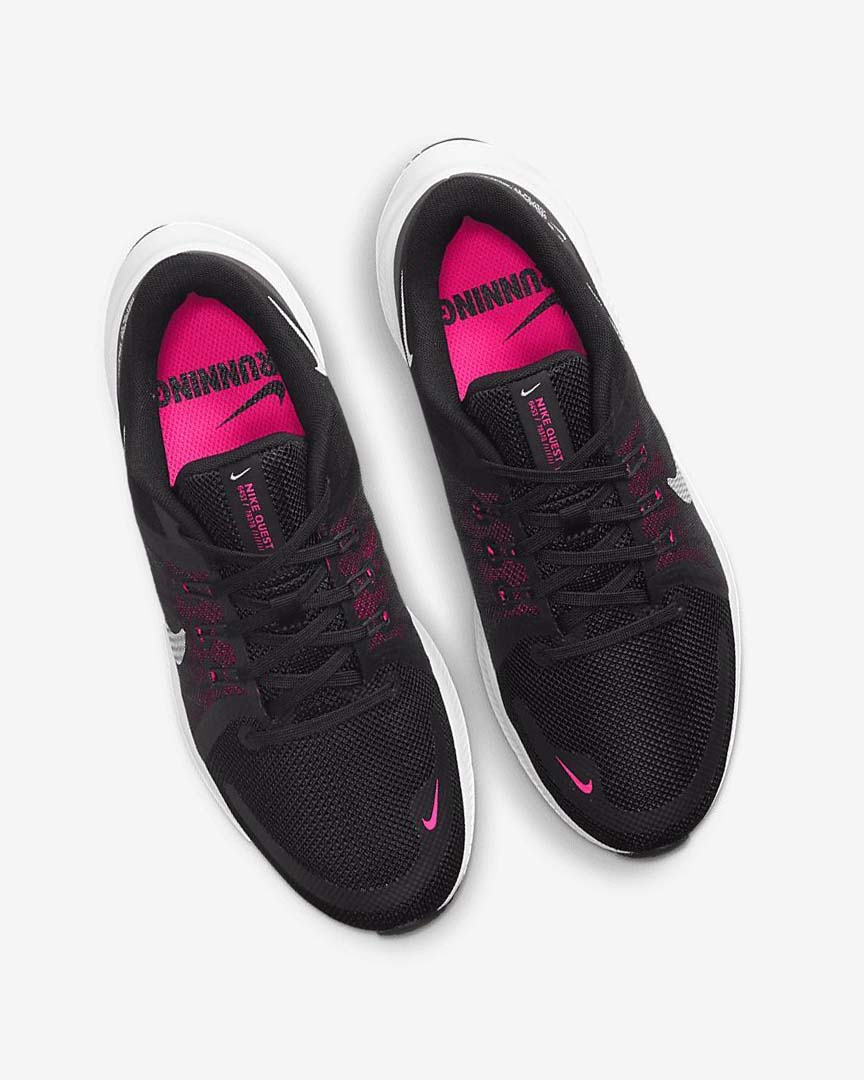 Black / Pink / Dark Grey / White Nike Quest 4 Women's Running Shoes | CA_4859