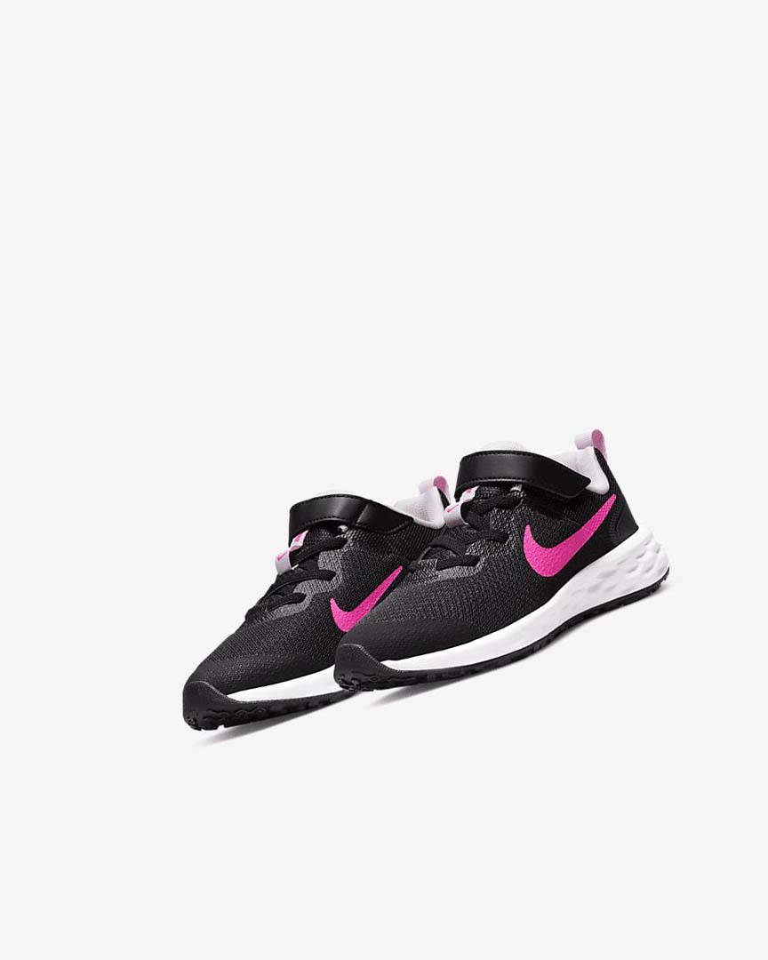 Black / Pink / Pink Nike Revolution 6 Boys' Running Shoes | CA_3157
