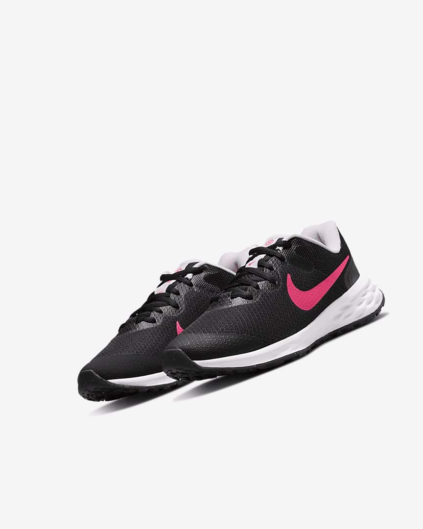 Black / Pink / Pink Nike Revolution 6 Girls' Running Shoes | CA_1160