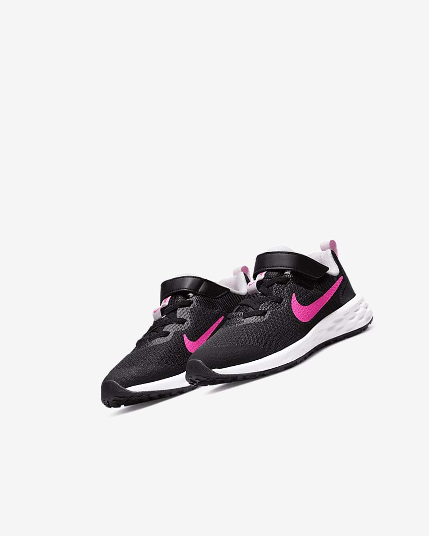 Black / Pink / Pink Nike Revolution 6 Girls' Running Shoes | CA_5535