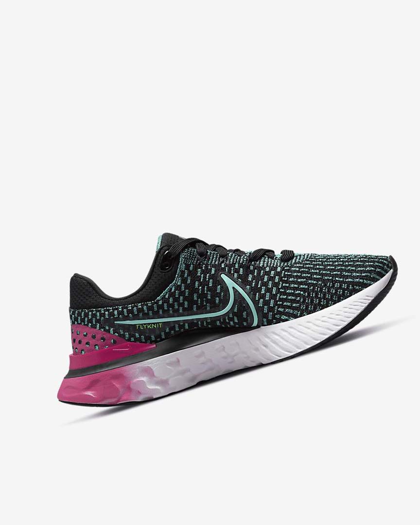 Black / Pink / Turquoise / Turquoise Nike React Infinity Run Flyknit 3 Women's Running Shoes | CA_3149