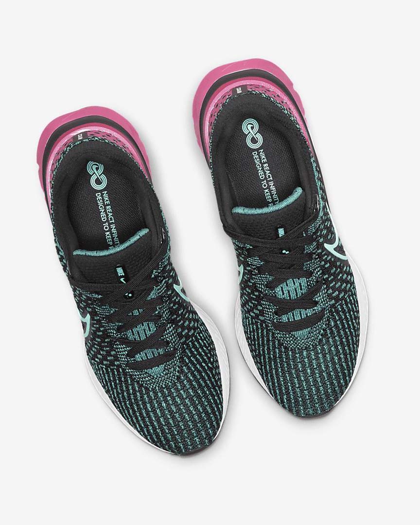 Black / Pink / Turquoise / Turquoise Nike React Infinity Run Flyknit 3 Women's Running Shoes | CA_3149