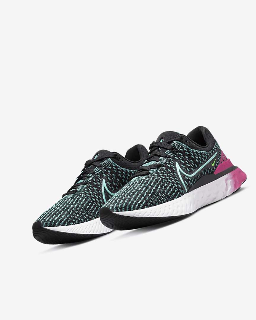 Black / Pink / Turquoise / Turquoise Nike React Infinity Run Flyknit 3 Women's Running Shoes | CA_3149