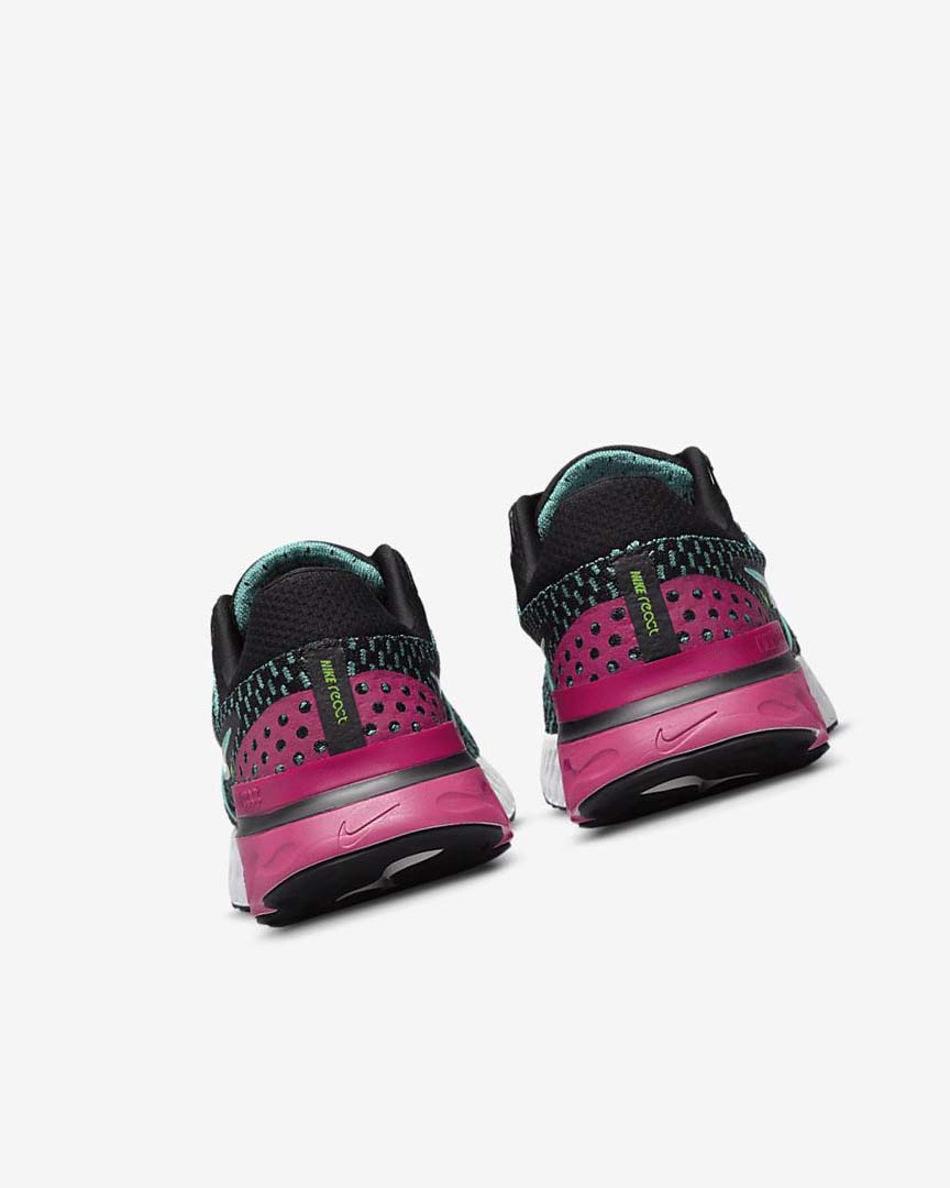 Black / Pink / Turquoise / Turquoise Nike React Infinity Run Flyknit 3 Women's Running Shoes | CA_3149