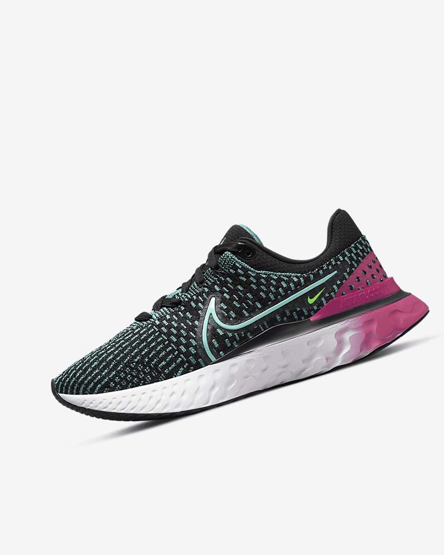 Black / Pink / Turquoise / Turquoise Nike React Infinity Run Flyknit 3 Women\'s Running Shoes | CA_3149