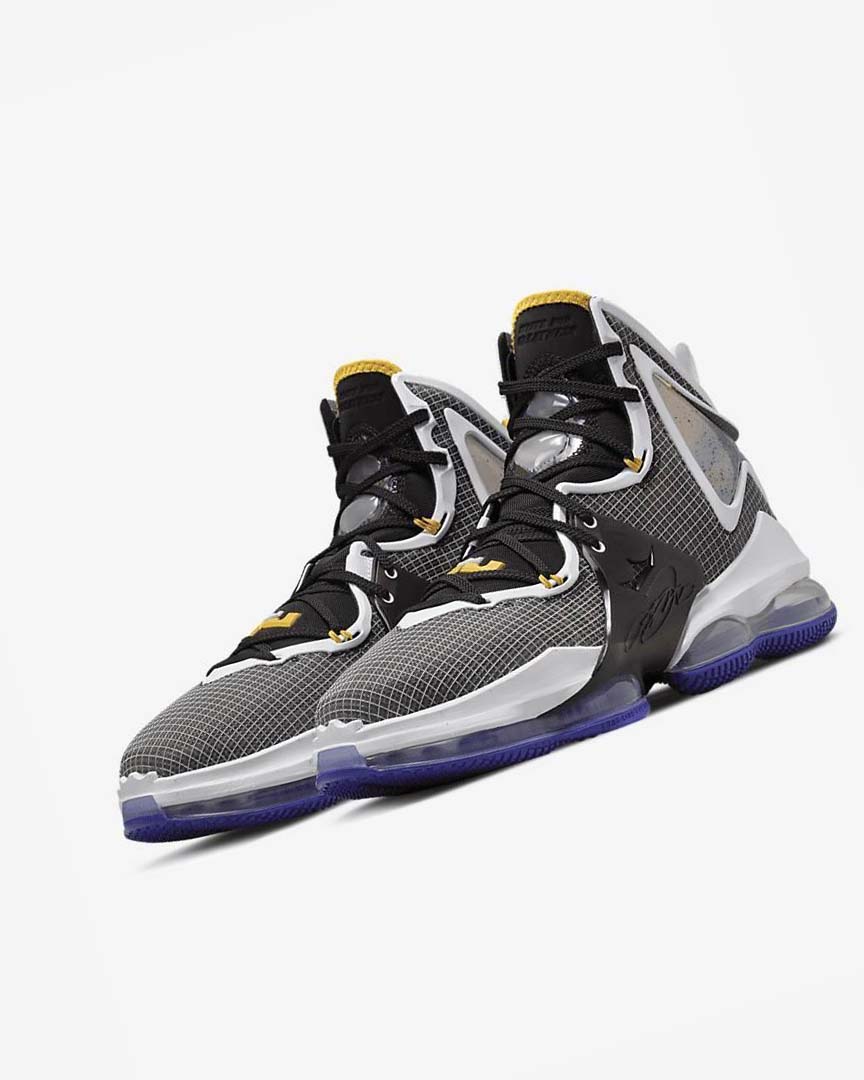 Black / Purple / White / Gold Nike LeBron 19 Men's Basketball Shoes | CA_5154