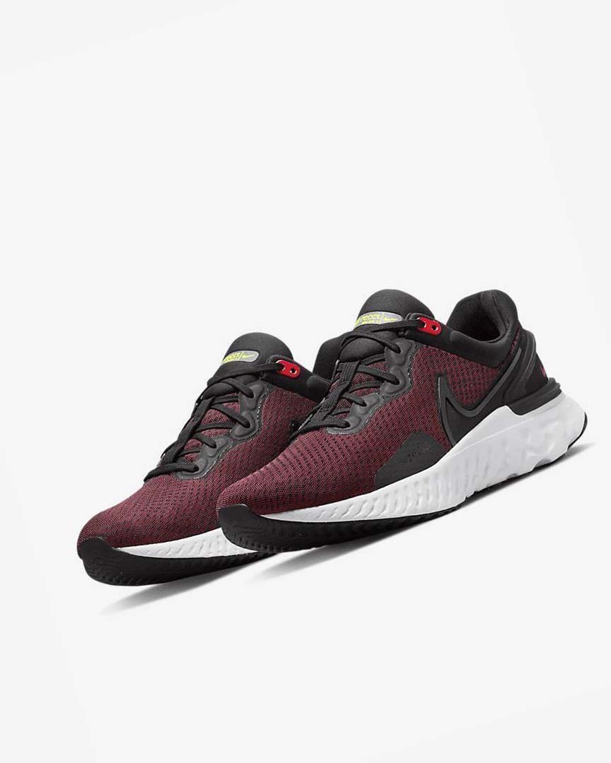 Black / Red / White Nike React Miler 3 Men's Running Shoes | CA_3179