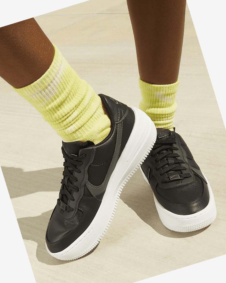 Black / White / Black / Dark Grey Nike Air Force 1 PLT.AF.ORM Women's Sneakers | CA_5350