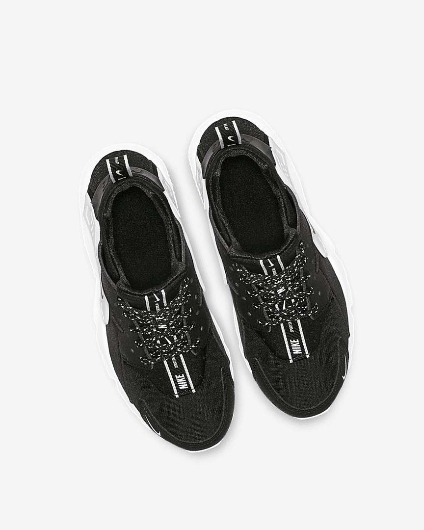 Black / White / Black Nike Huarache SE Boys' Shoes | CA_5446