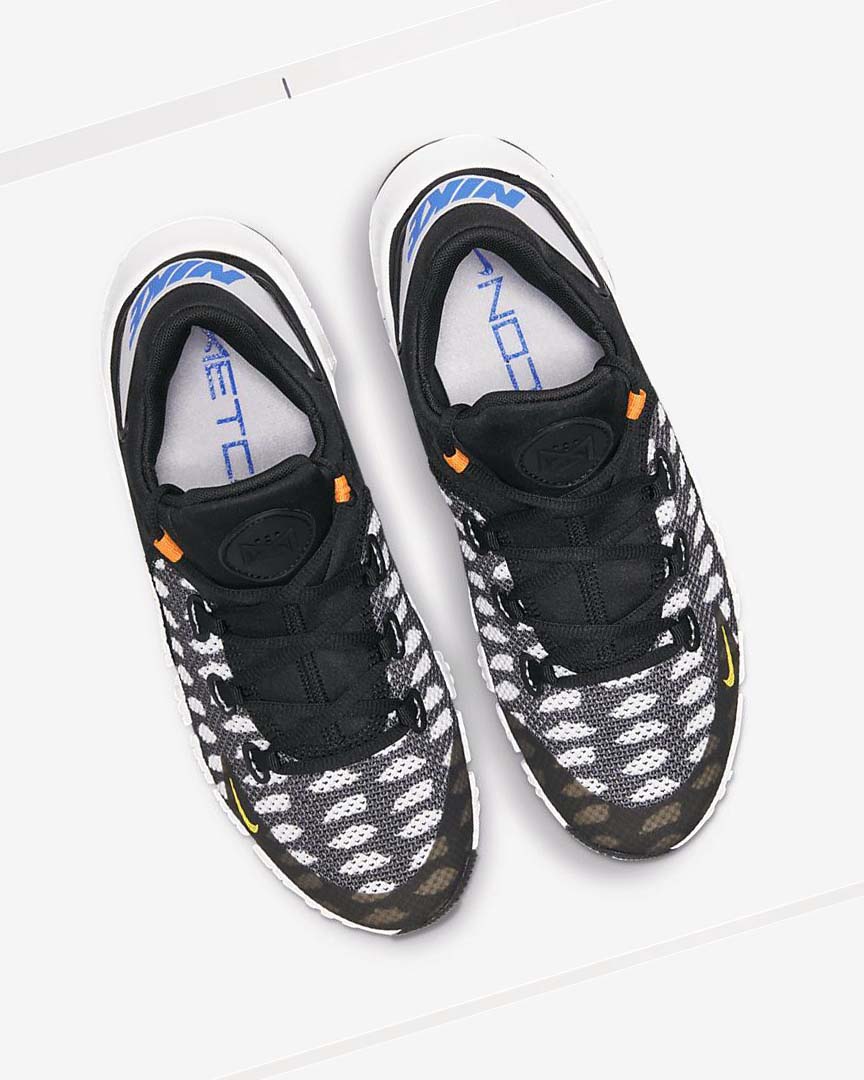 Black / White / Blue / Yellow Nike Free Metcon 4 Women's Training Shoes | CA_5129
