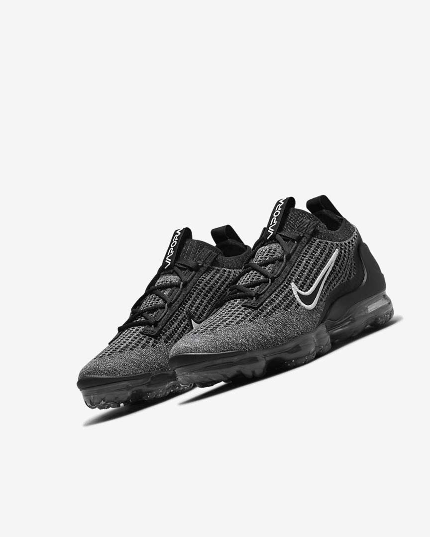Black / White / Dark Grey / Black Nike Air VaporMax 2021 FK Girls' Sneakers | CA_2650