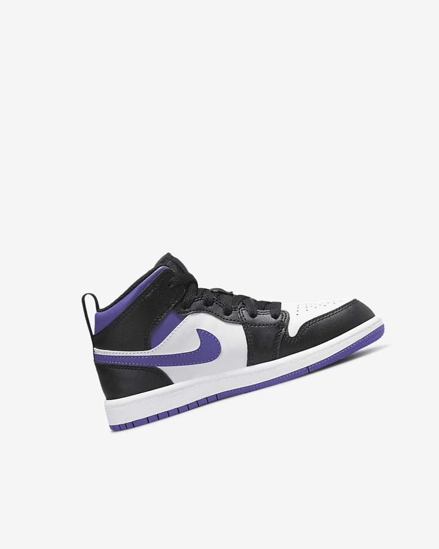 Black / White / Dark Nike Jordan 1 Mid Boys' Shoes | CA_2773