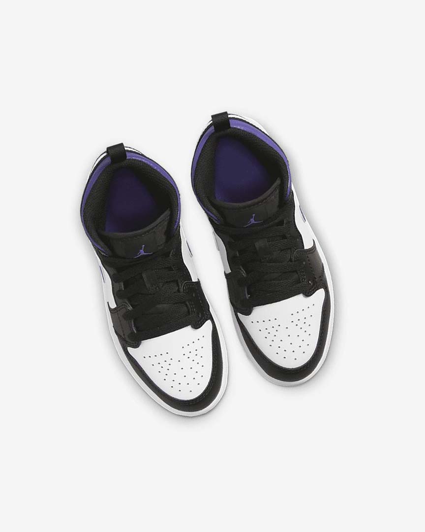 Black / White / Dark Nike Jordan 1 Mid Boys' Shoes | CA_2773