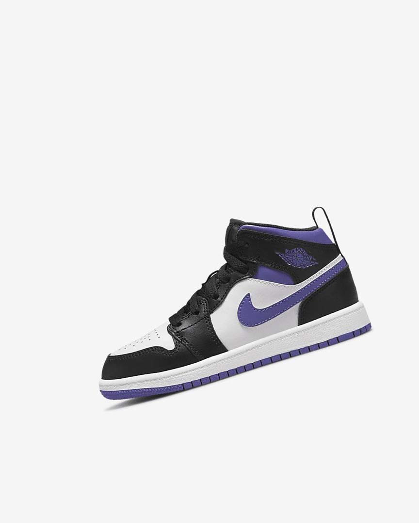 Black / White / Dark Nike Jordan 1 Mid Boys\' Shoes | CA_2773
