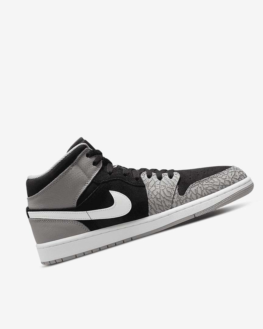 Black / White / Light Grey / Red Nike Air Jordan 1 Mid SE Men's Sneakers | CA_4686