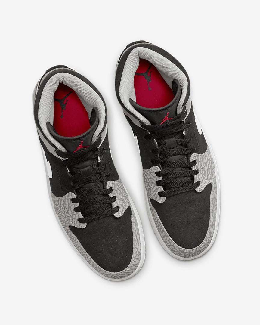 Black / White / Light Grey / Red Nike Air Jordan 1 Mid SE Men's Sneakers | CA_4686