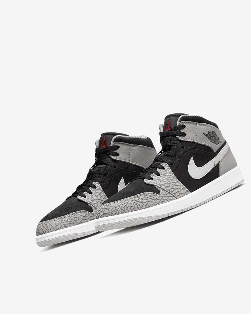 Black / White / Light Grey / Red Nike Air Jordan 1 Mid SE Men's Sneakers | CA_4686