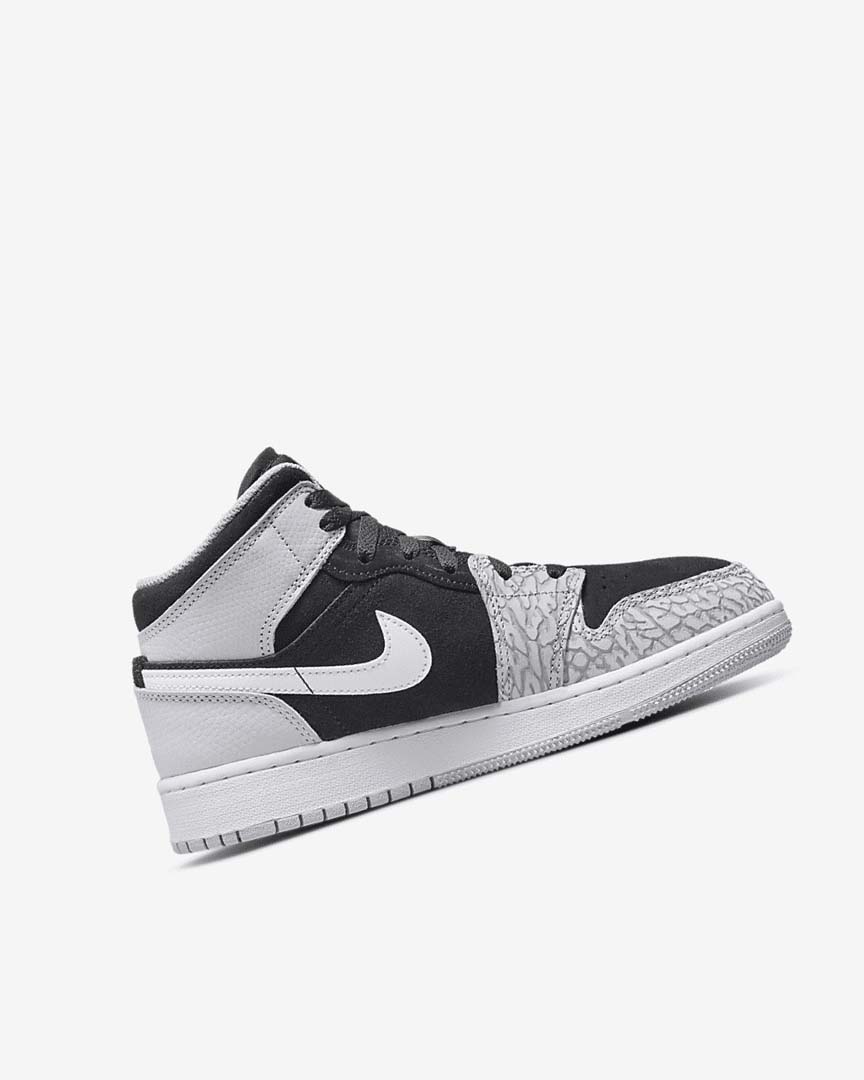 Black / White / Light Grey / Red Nike Air Jordan 1 Mid SE Boys' Sneakers | CA_5386