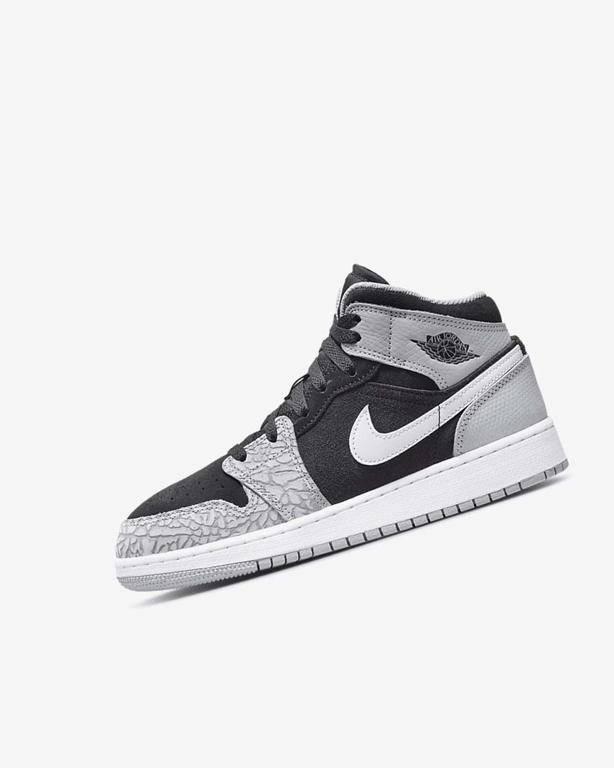 Black / White / Light Grey / Red Nike Air Jordan 1 Mid SE Boys\' Sneakers | CA_5386