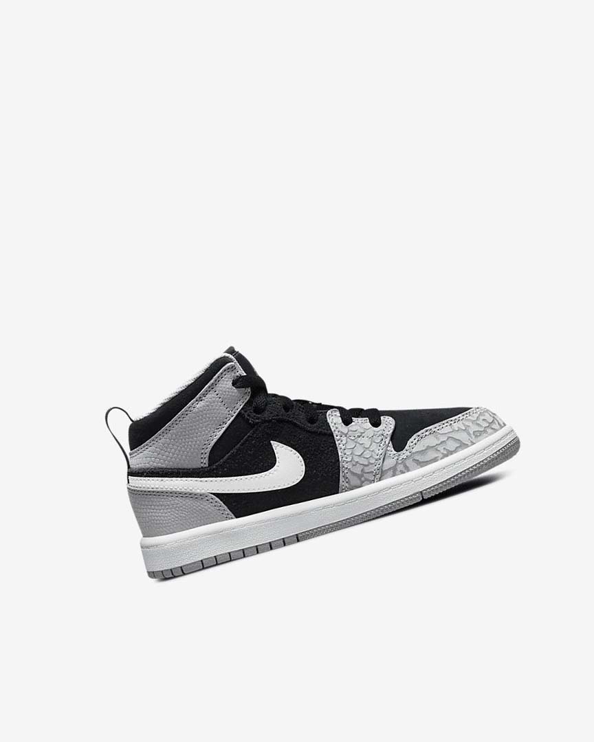 Black / White / Light Grey / Red Nike Jordan 1 Mid SE Boys' Shoes | CA_3161
