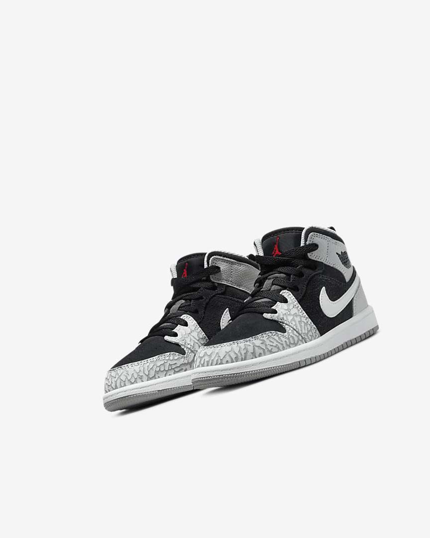Black / White / Light Grey / Red Nike Jordan 1 Mid SE Boys' Shoes | CA_3161