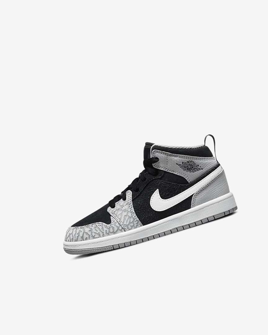 Black / White / Light Grey / Red Nike Jordan 1 Mid SE Boys\' Shoes | CA_3161
