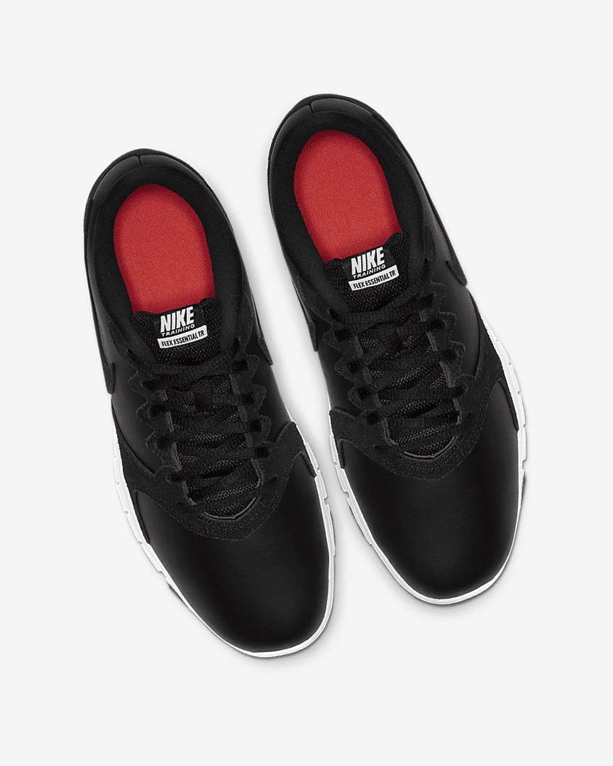 Black / White / Light Red / Black Nike Flex Essential TR Leather Women's Training Shoes | CA_5359