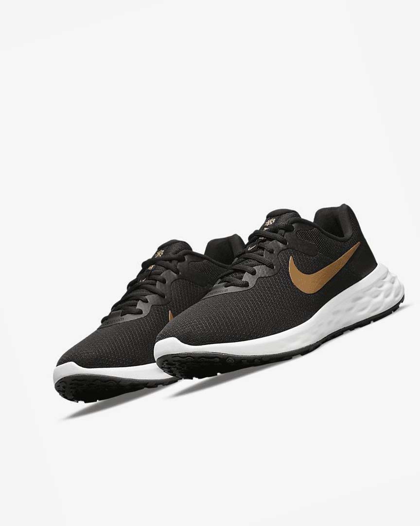 Black / White / Metal Gold Nike Revolution 6 Next Nature Men's Running Shoes | CA_2392