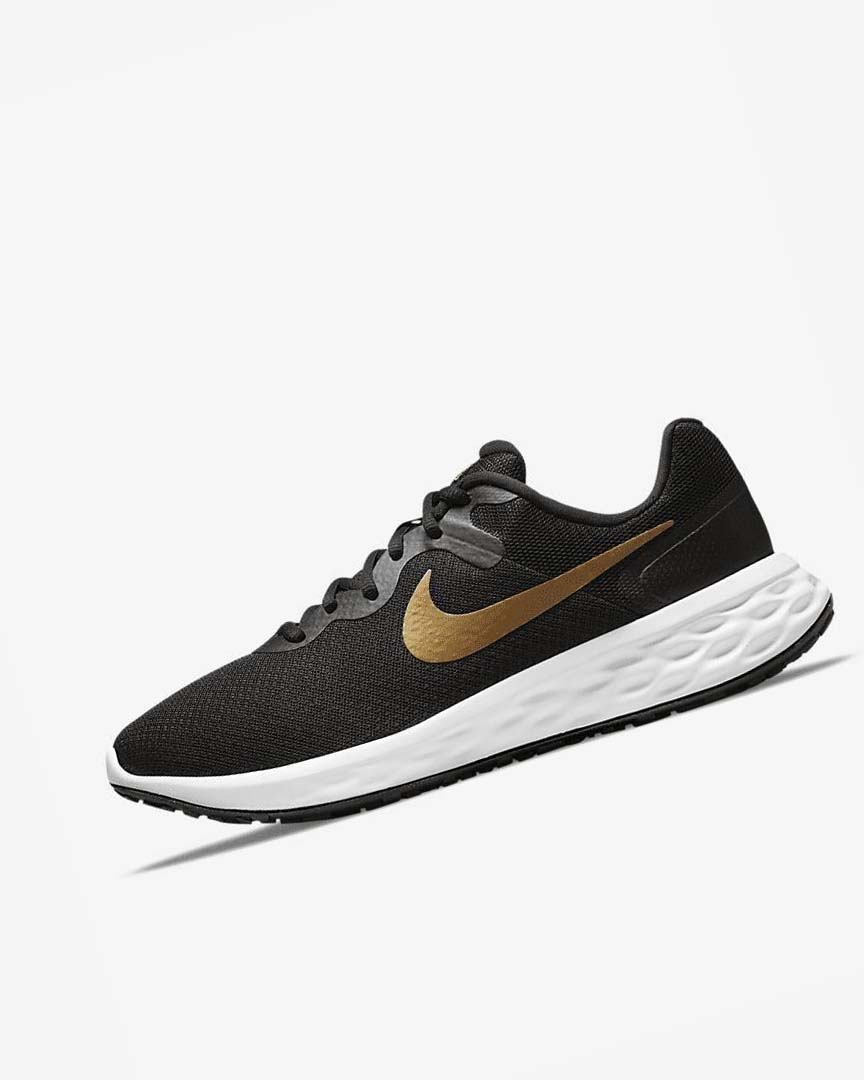 Black / White / Metal Gold Nike Revolution 6 Next Nature Men\'s Running Shoes | CA_2392