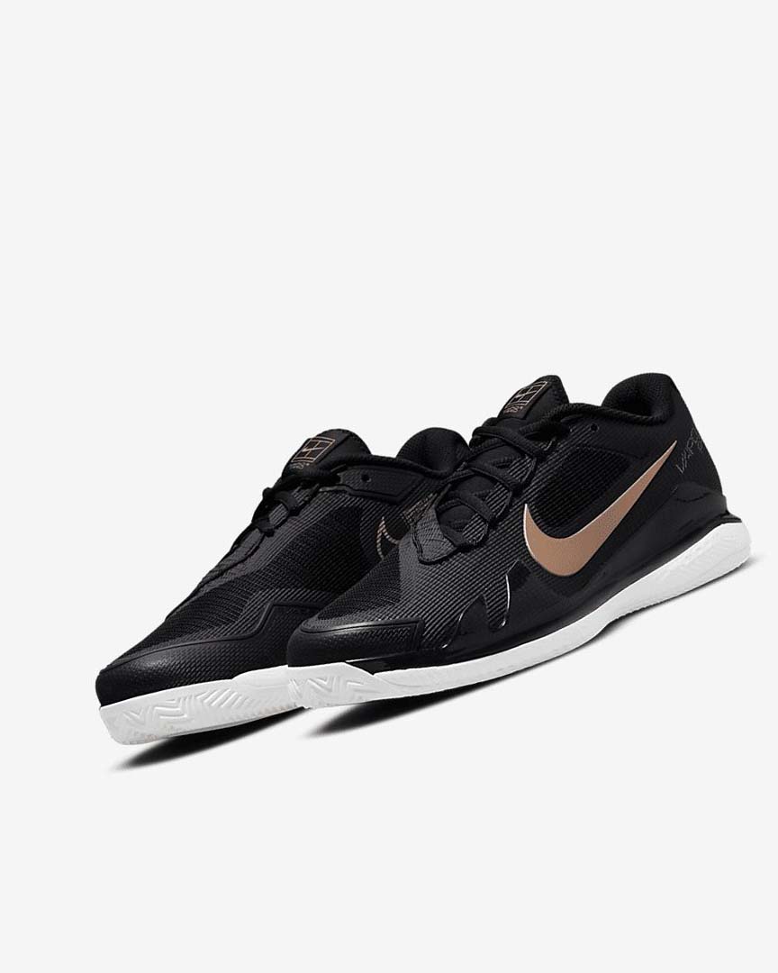 Black / White / Metal Red Brown Nike Court Air Zoom Vapor Pro Women's Tennis Shoes | CA_2370