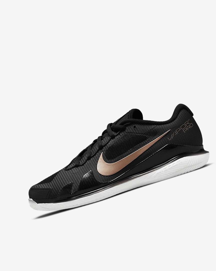 Black / White / Metal Red Brown Nike Court Air Zoom Vapor Pro Women\'s Tennis Shoes | CA_2370