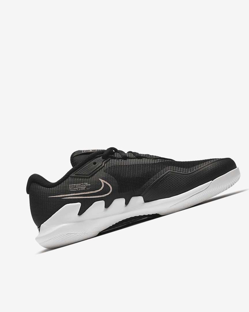 Black / White / Metal Red Brown Nike Court Air Zoom Vapor Pro Women's Tennis Shoes | CA_5088
