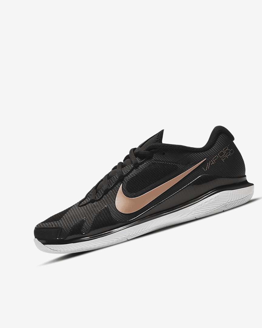 Black / White / Metal Red Brown Nike Court Air Zoom Vapor Pro Women\'s Tennis Shoes | CA_5088