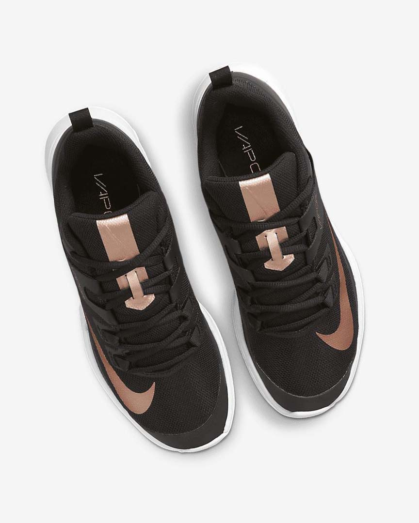 Black / White / Metal Red Brown Nike Court Vapor Lite Women's Tennis Shoes | CA_5385