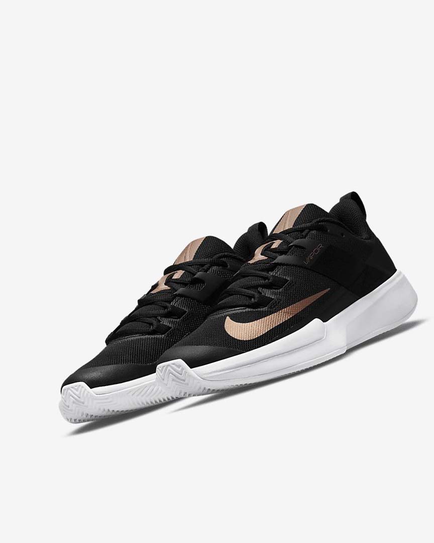 Black / White / Metal Red Brown Nike Court Vapor Lite Women's Tennis Shoes | CA_5606