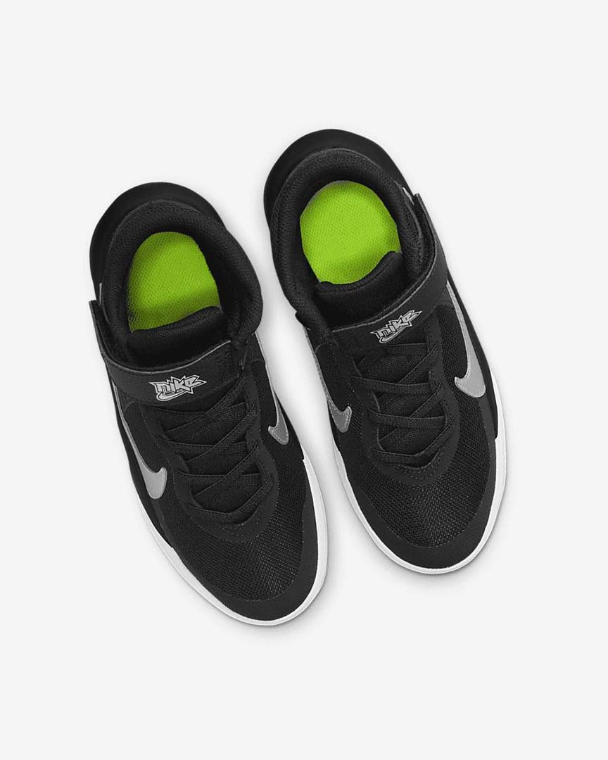 Black / White / Metal Silver Nike Team Hustle D 10 FlyEase Boys' Basketball Shoes | CA_2770