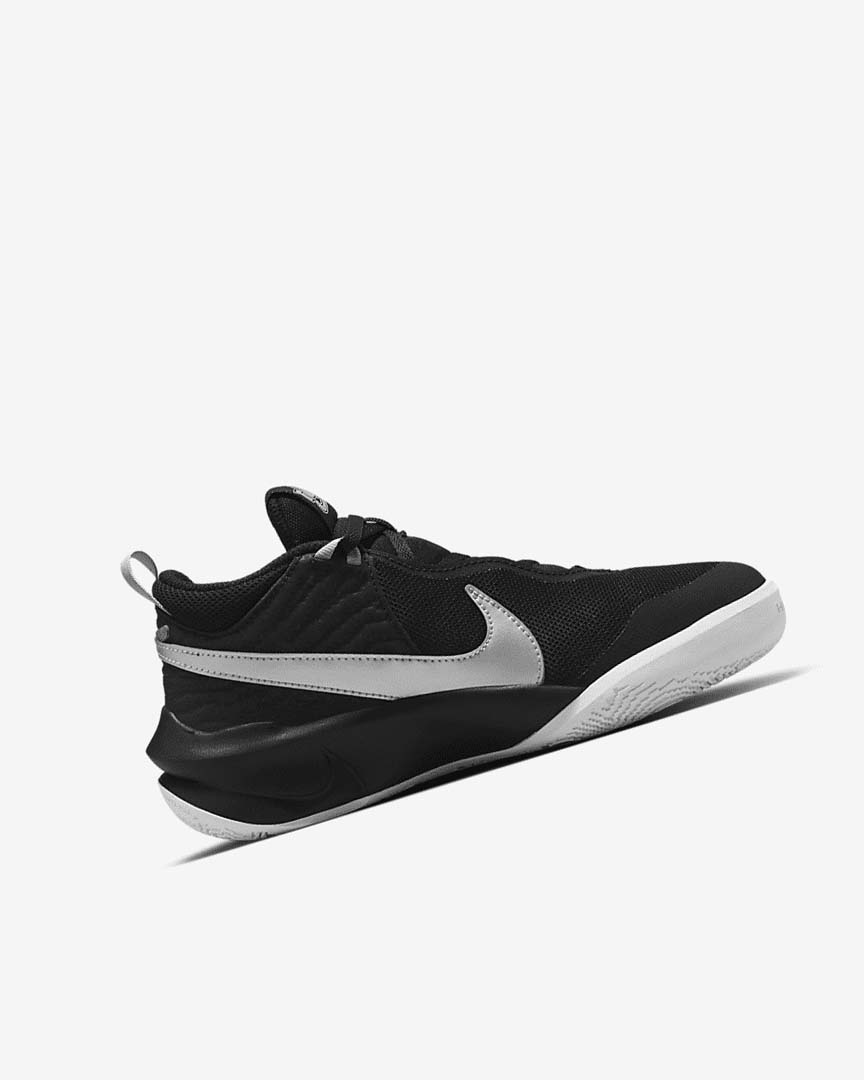 Black / White / Metal Silver Nike Team Hustle D 10 Girls' Basketball Shoes | CA_3277