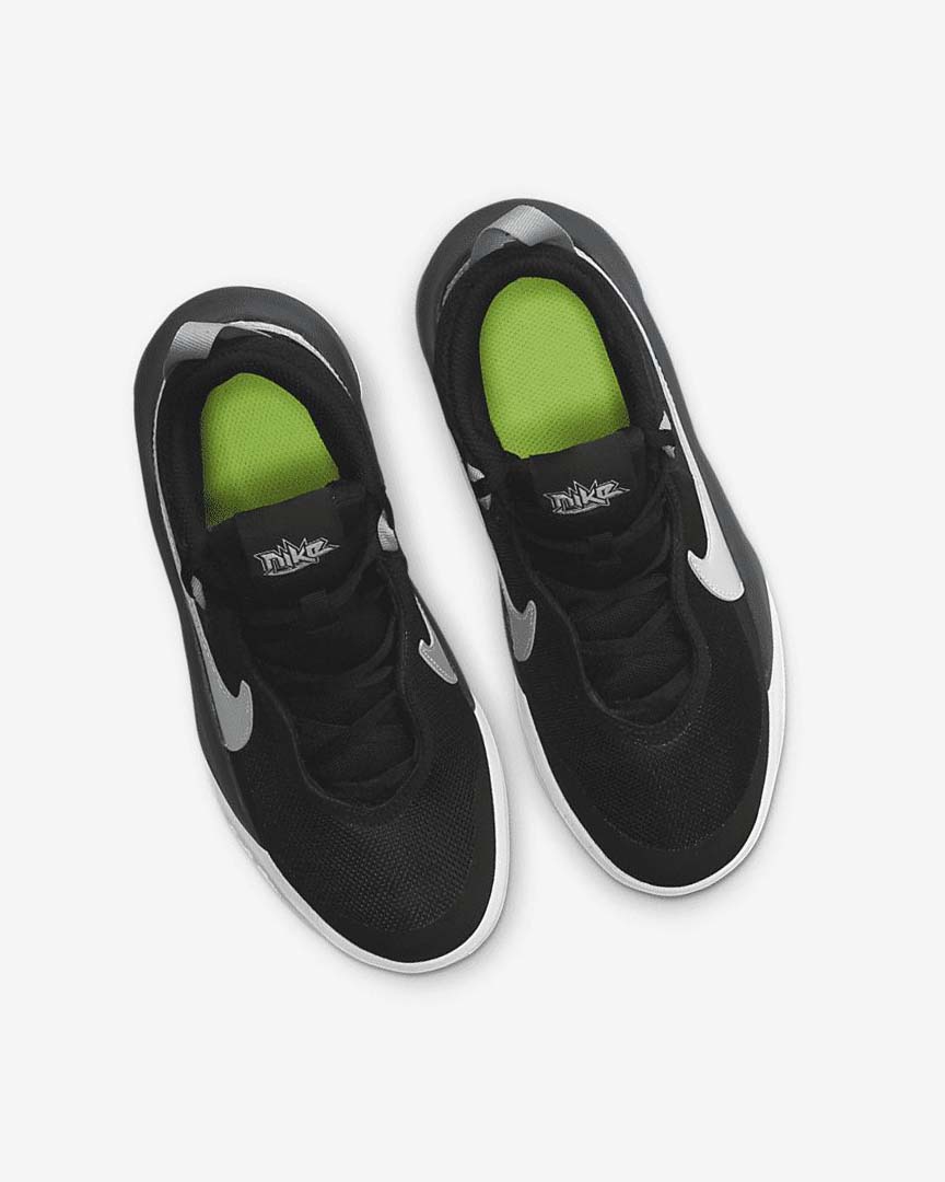 Black / White / Metal Silver Nike Team Hustle D 10 Girls' Basketball Shoes | CA_3277