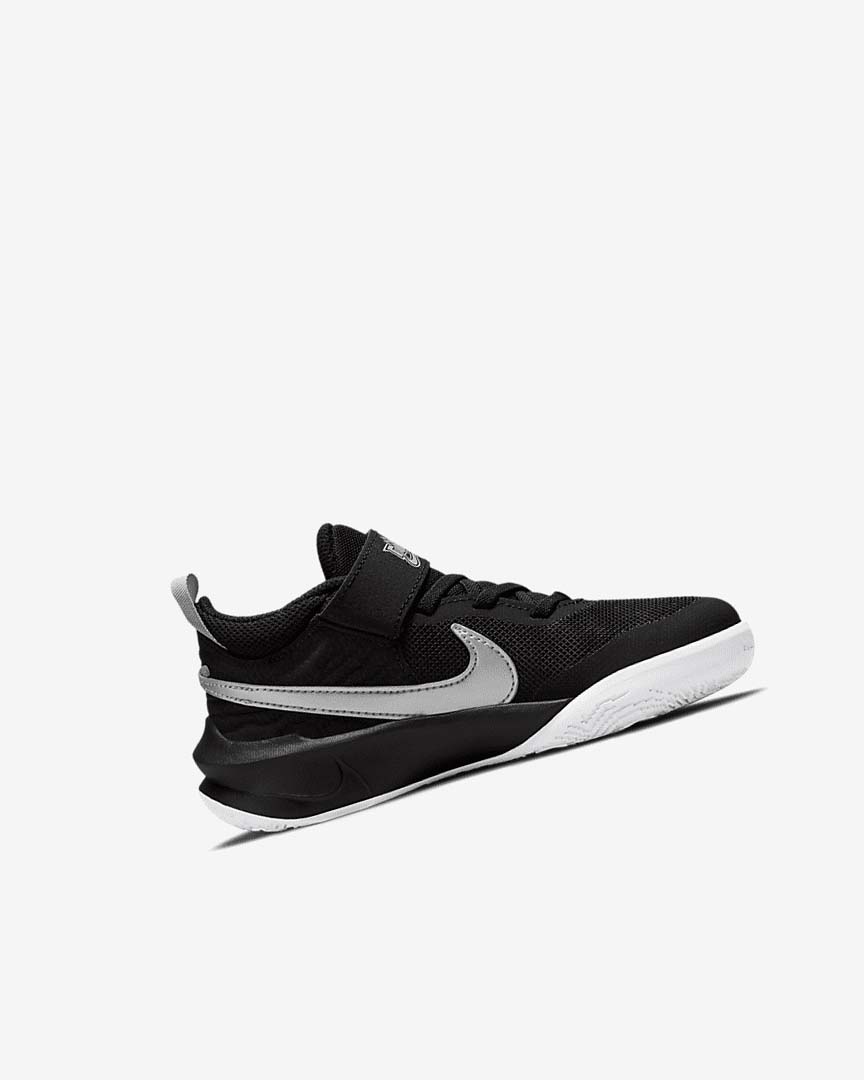 Black / White / Metal Silver Nike Team Hustle D 10 Girls' Basketball Shoes | CA_4934