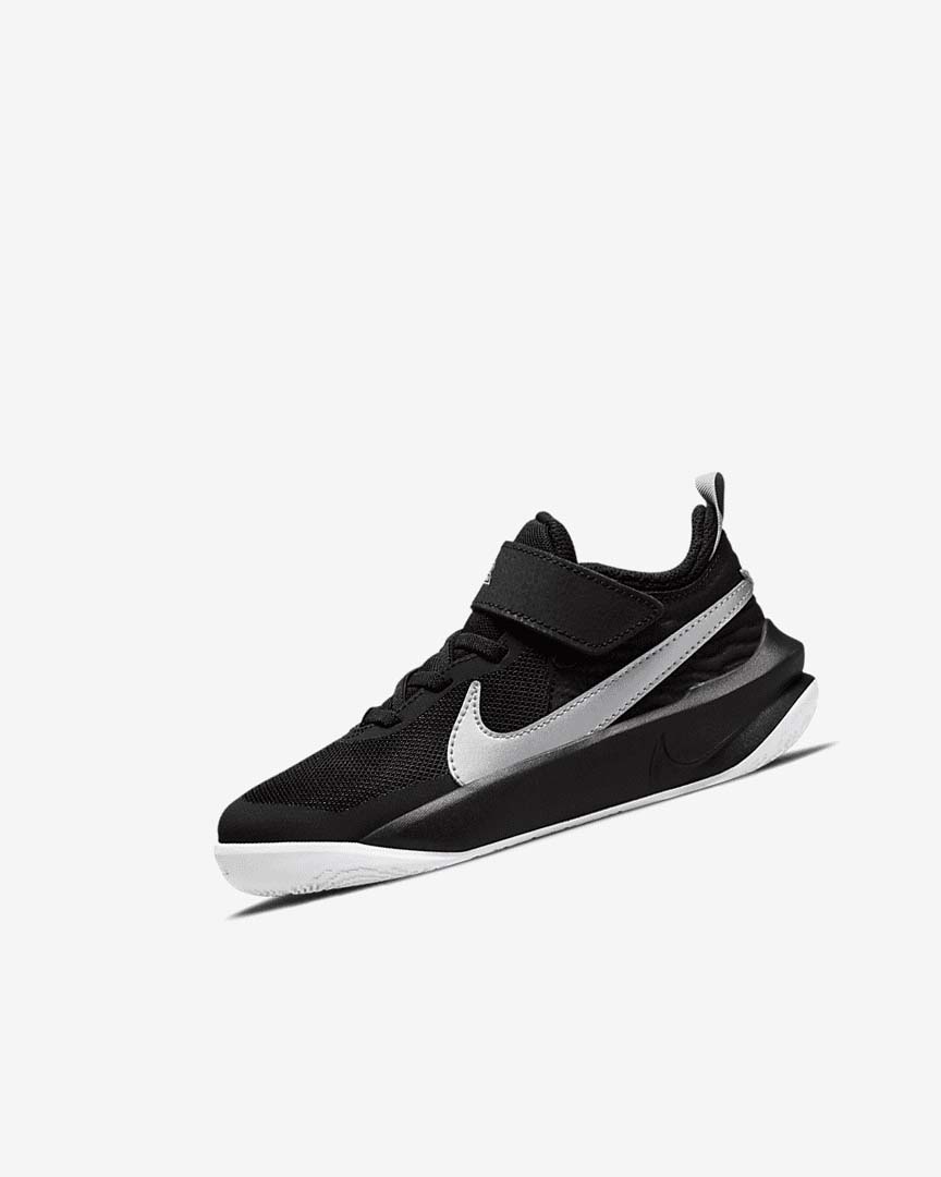 Black / White / Metal Silver Nike Team Hustle D 10 Girls\' Basketball Shoes | CA_4934