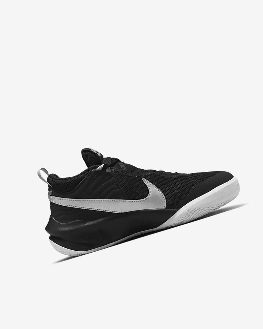 Black / White / Metal Silver Nike Team Hustle D 10 Boys' Basketball Shoes | CA_5151