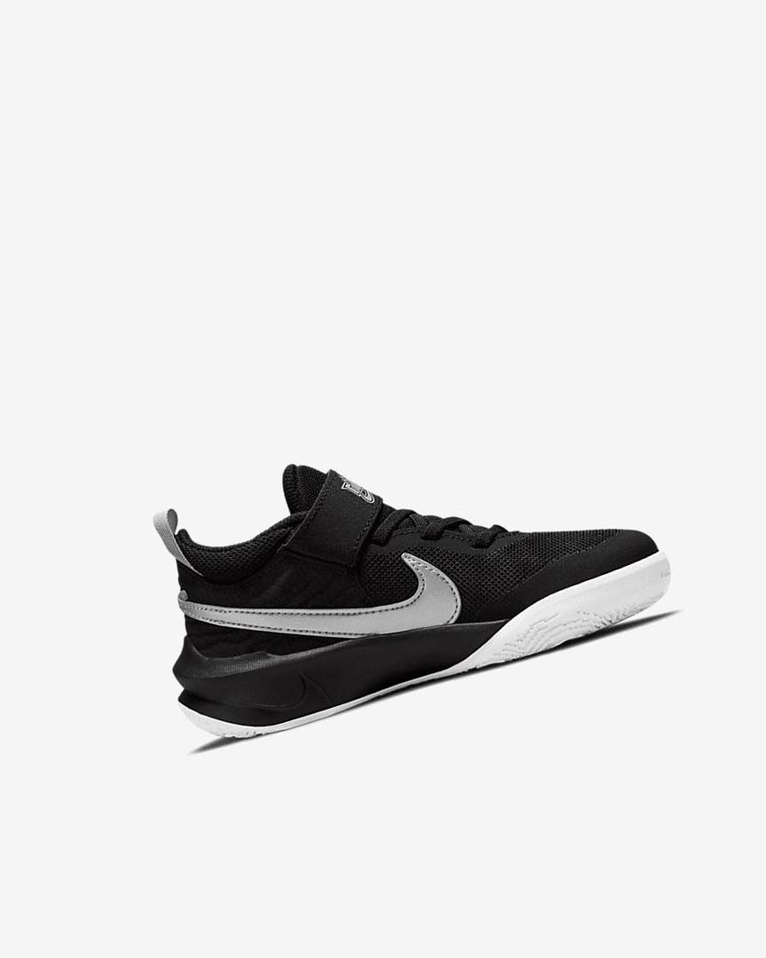 Black / White / Metal Silver Nike Team Hustle D 10 Boys' Basketball Shoes | CA_5303