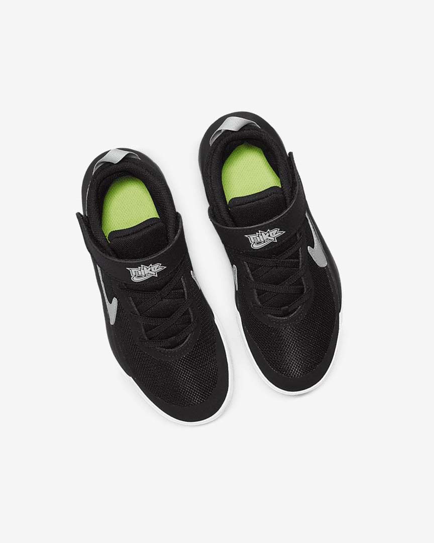 Black / White / Metal Silver Nike Team Hustle D 10 Boys' Basketball Shoes | CA_5303