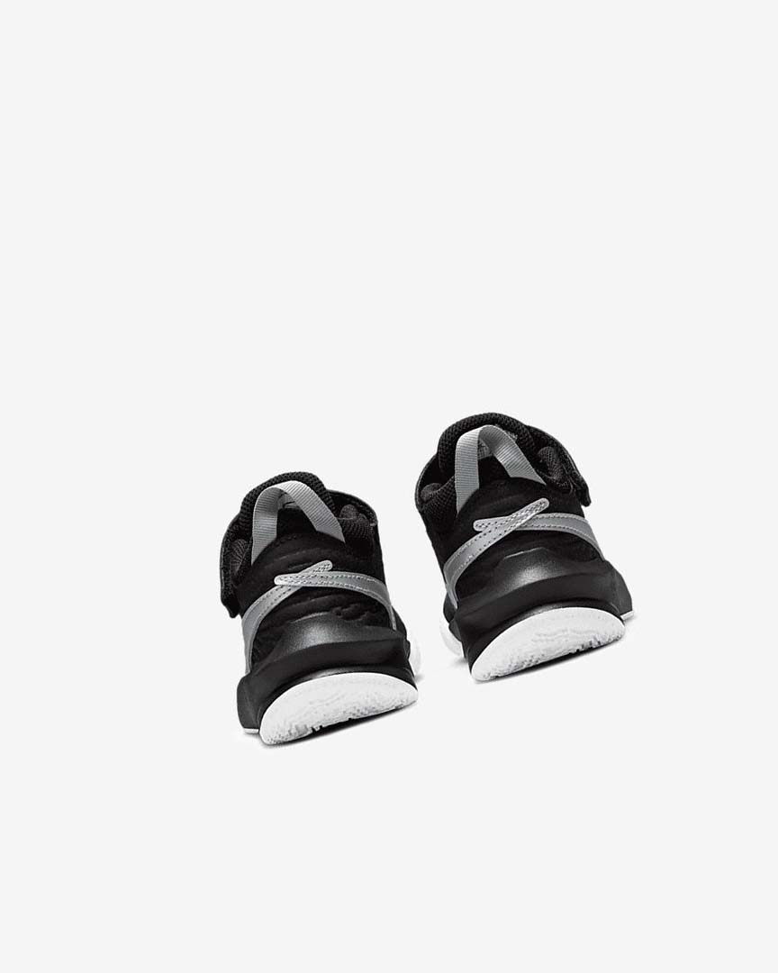 Black / White / Metal Silver Nike Team Hustle D 10 Boys' Basketball Shoes | CA_5303